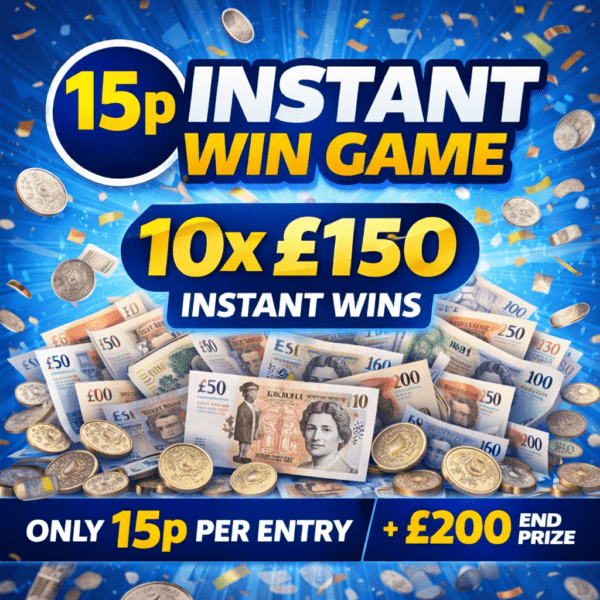 15P INSTANT WIN GAME – Win Up to £150 Instantly!