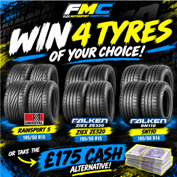 🏁 WIN 4 BRAND-NEW TYRES OF YOUR CHOICE! or £175 CASH ALT🛞