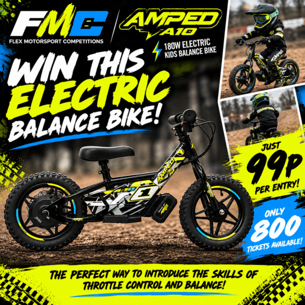 🏁 WIN AN AMPED A10 180W ELECTRIC KIDS BALANCE BIKE — JUST 99P!